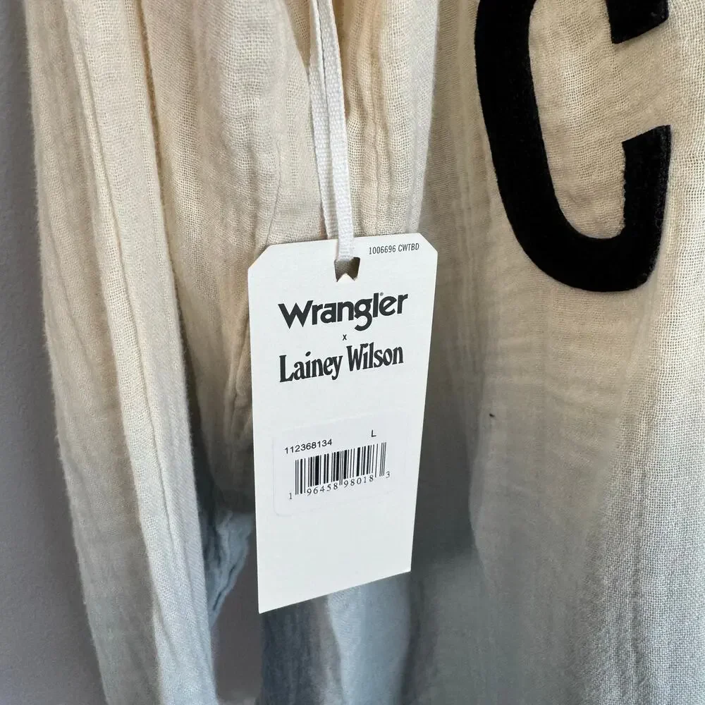 Wrangler x Lainey Wilson Gauzy Dip-Dye Western Snap Shirt Rodeo Rancho Women's L - Picture 14 of 15